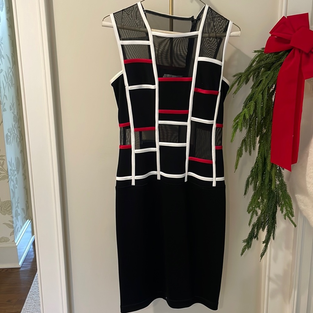Tadashi xs modern black mesh dress